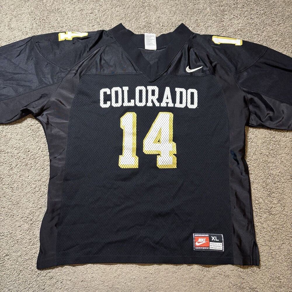 Vintage Nike Team Colorado Buffaloes Black Football Jersey Team Issue Mens XL